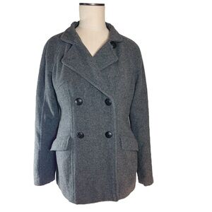 Banana Republic Charcoal Gray Wool Blend Peacoat Size M Quiet Luxury Neutral EUC
